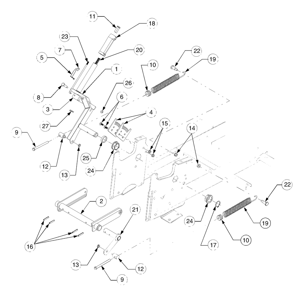 Implement Lift Handle Diagram and Parts List for K015-Before-13A2D7L710 Cub Cadet Lawn Tractor